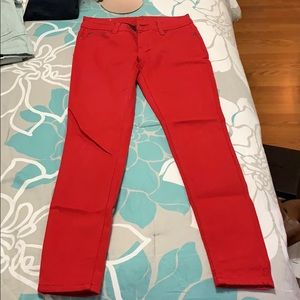Red denim pants